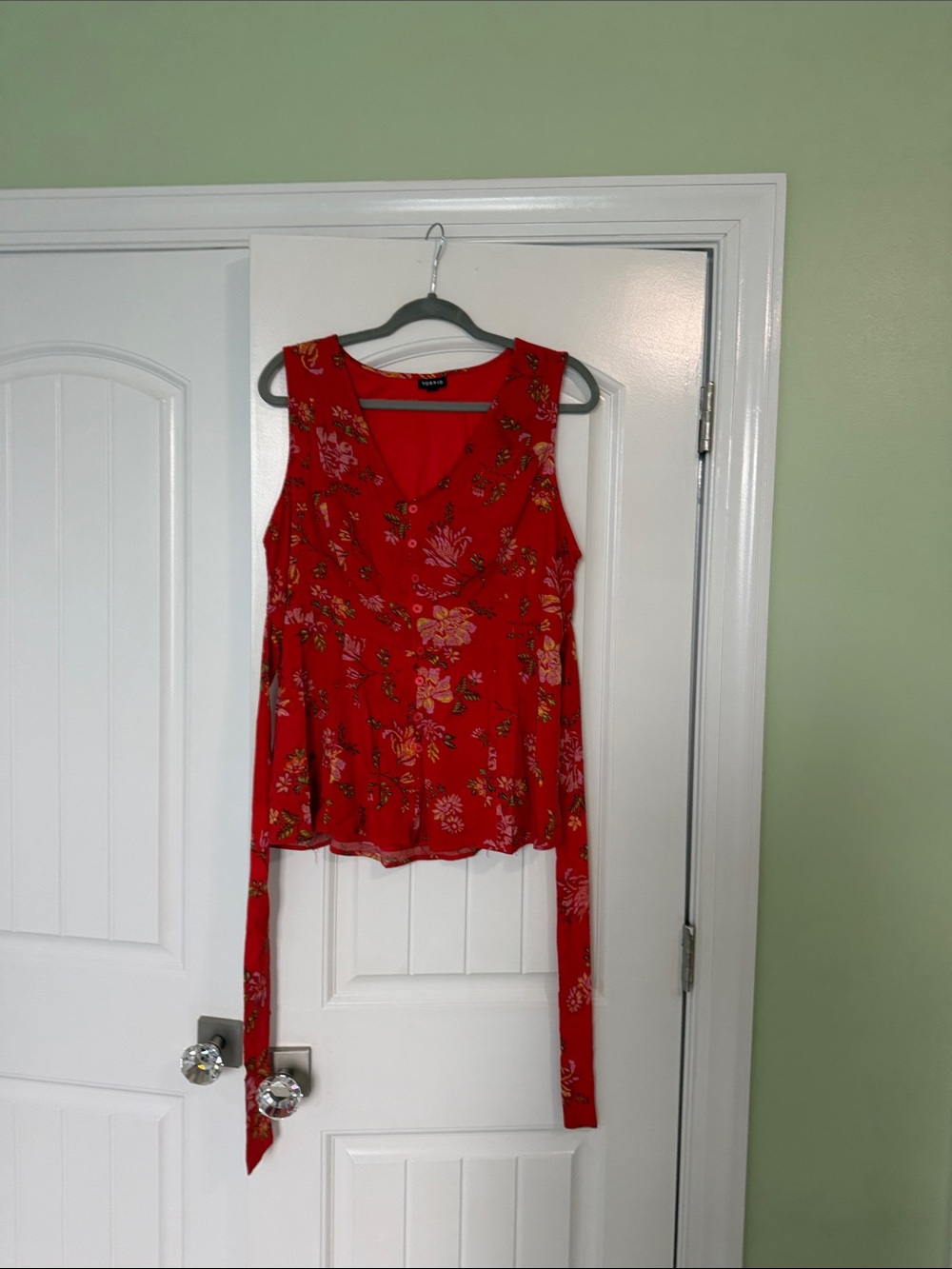 torrid Red Floral Wrap Tank with Side Ties